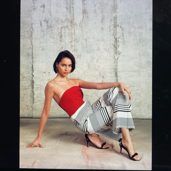 DAM FASHIONS Pants - DAM FASHIONS Red/Black Stripe Jumpsuit with pockets